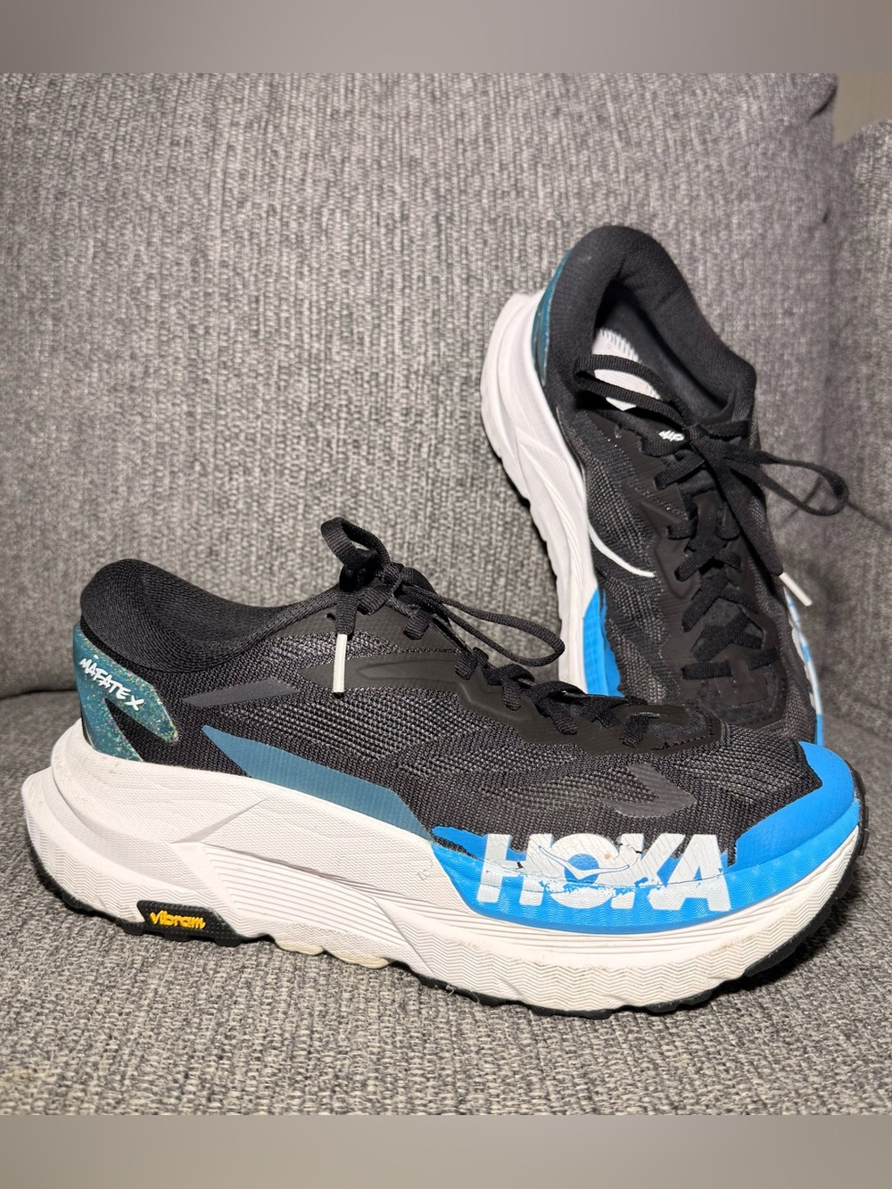 HOKA Mafate X Trail-Running Shoes Women’s Black/Skyward Blue 1162010 size 10B